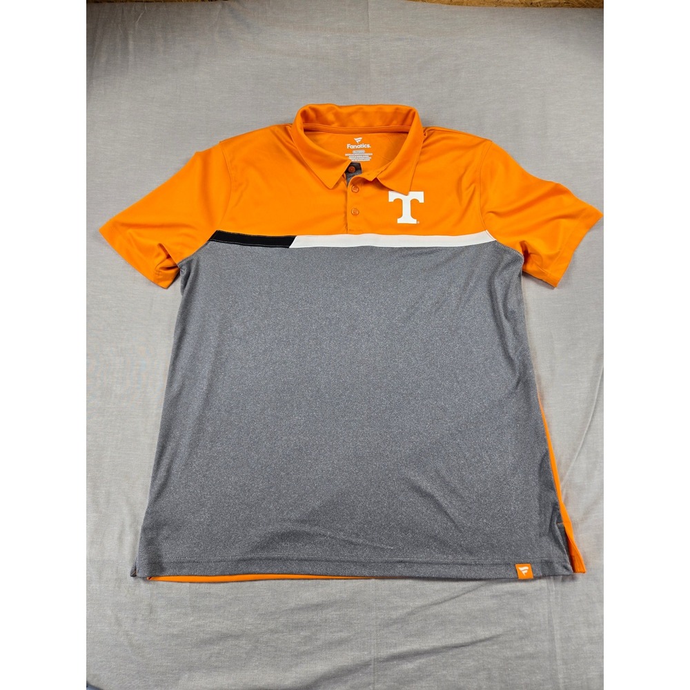 Fanatics Tennessee Volunteers Mens XL Polo Shirt Orange Grey Colorblock NCAA T